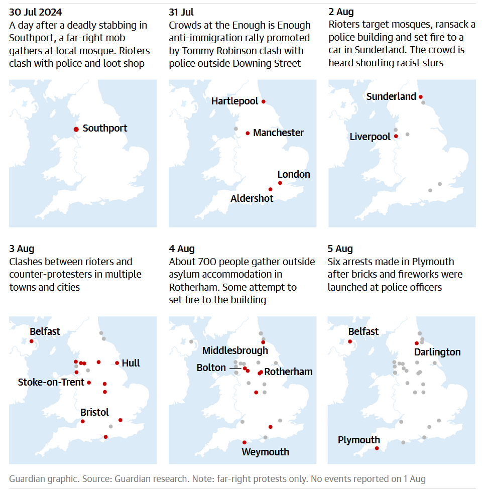 guardian map of 2024 race riots
